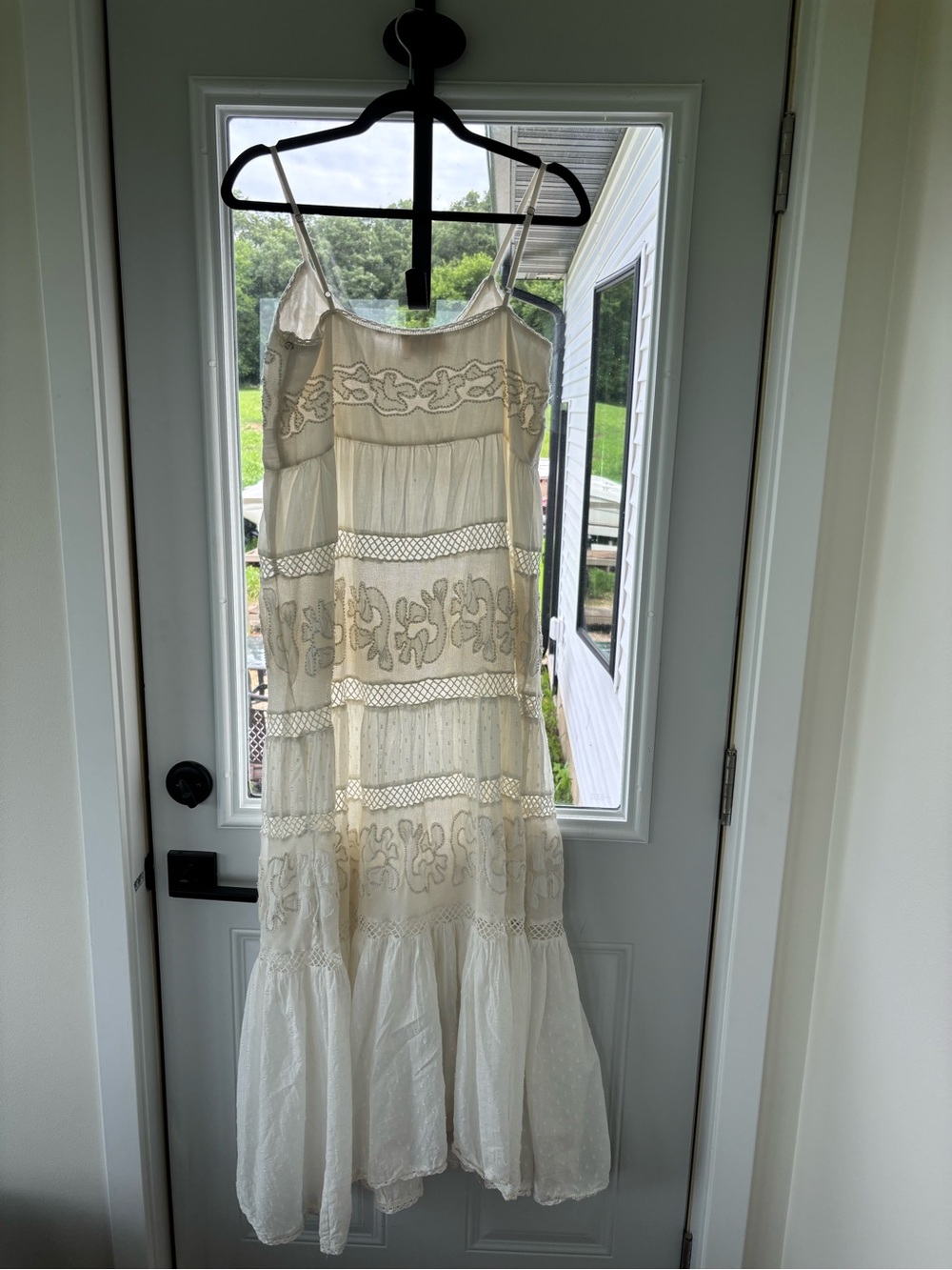 Boho Cream Lace-Trim & Beaded Cotton Dress - Picture 6 of 8